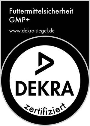 zertifiziert für Futtermittelsicherheit GMP+, dekra-Siegel